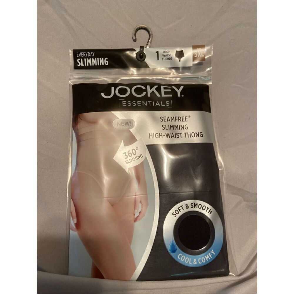 New Jockey Essentials Seam-free Slimming Black High Waist Thong size 3xl
